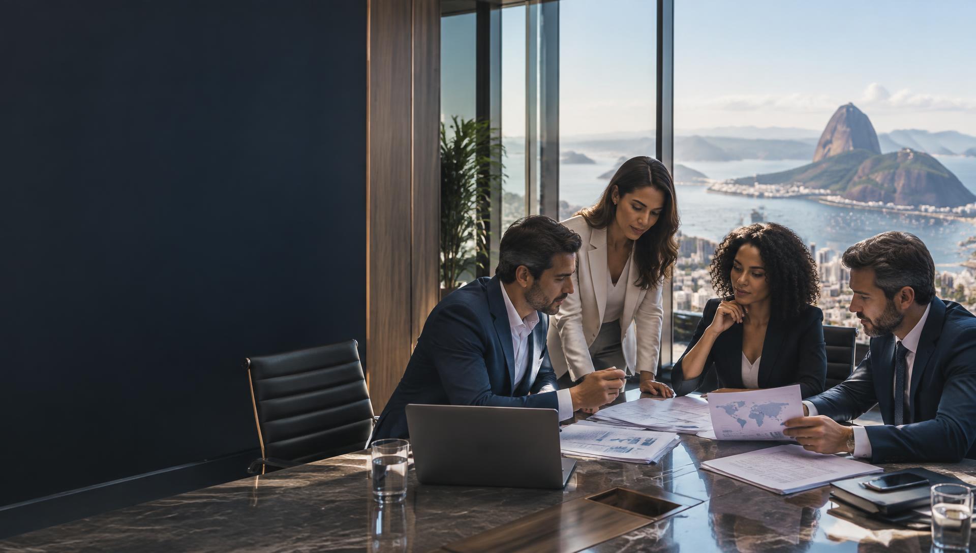 Especialistas da Denko Capital analisando operações internacionais